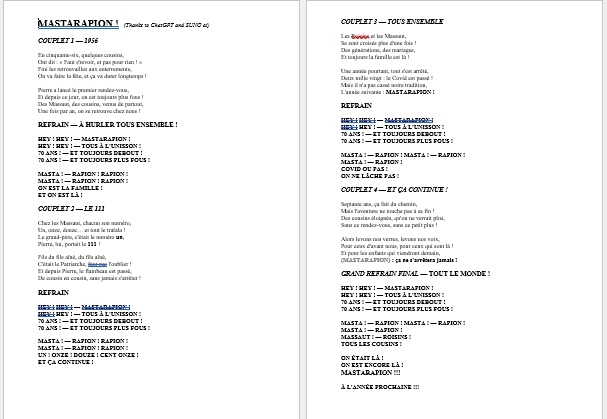 Texte chanson Mastarapion